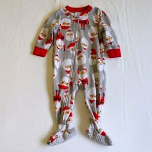 carter's christmas santa fleece zipper footie sleeper pajamas 12 months baby